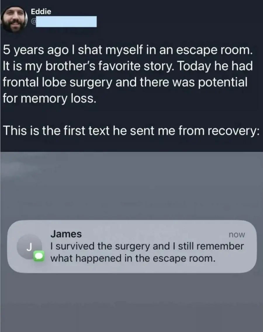 위험한 뇌수술을 마친 동생이 보낸 문자.jpg