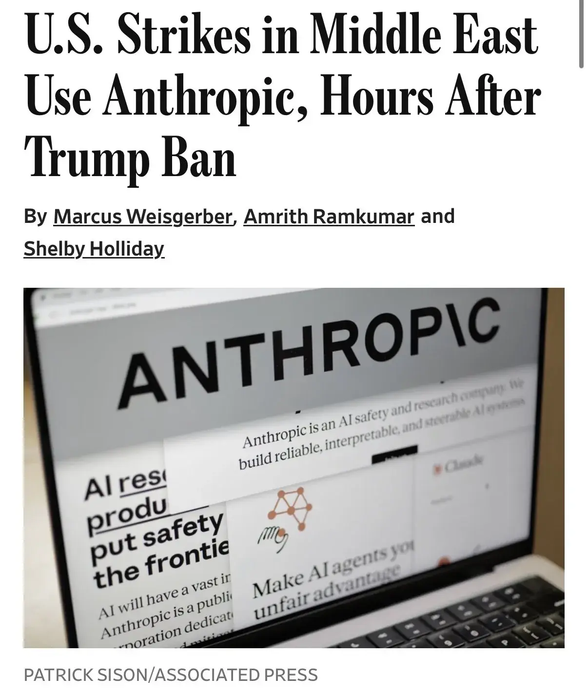 미국은 클로드 AI로 하메네이를 제거했다 <WSJ>