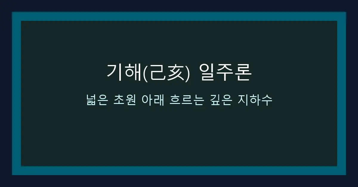 기해(己亥) 일주론 — 넓은 초원 아래 흐르는 깊은 지하수