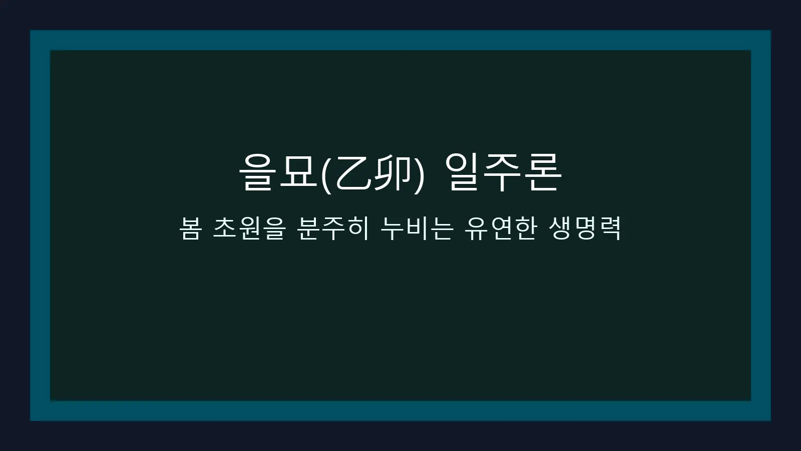 을묘(乙卯) 일주론 — 봄 초원을 분주히 누비는 유연한 생명력 대표 이미지
