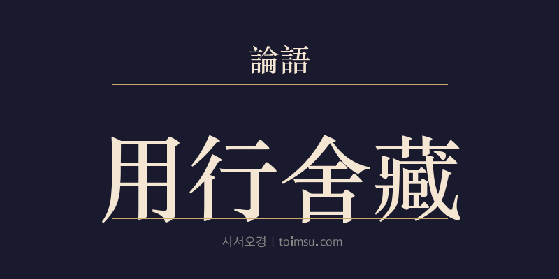 논어 술이 10장 용행사장(用行舍藏) 대표 이미지