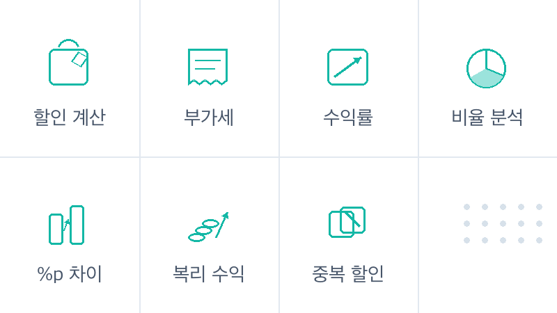 퍼센트 계산기 활용 예시 - 부가세, 할인, 수익률, 복리, 배분 계산
